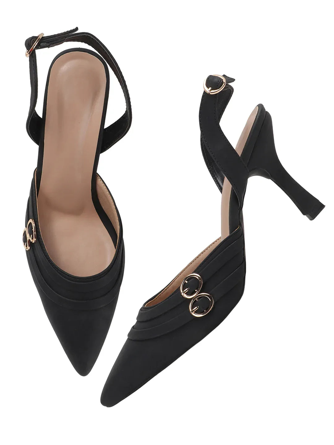 Elegant Pointed Toe Mid Heel Slingbacks