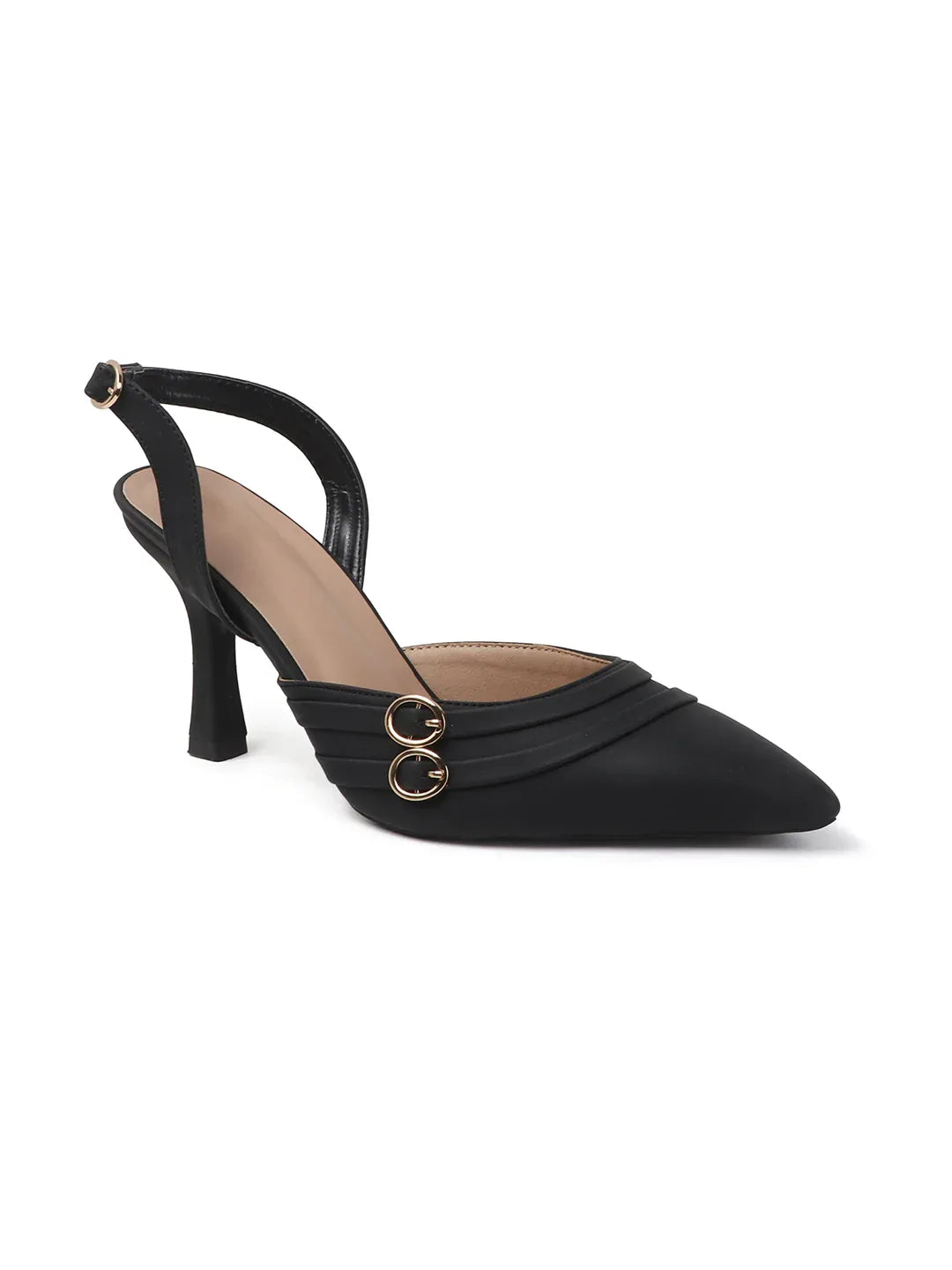 Elegant Pointed Toe Mid Heel Slingbacks