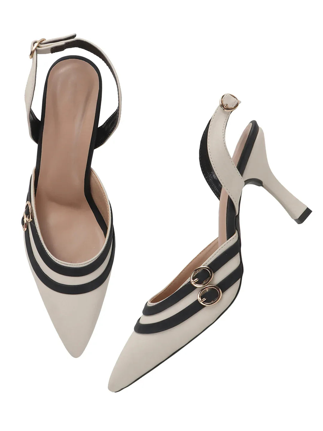 Elegant Pointed Toe Mid Heel Slingbacks