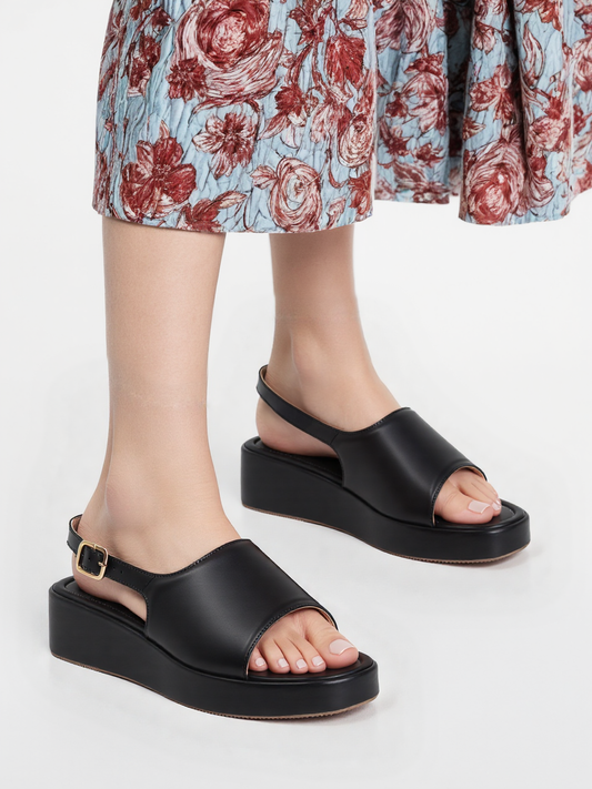 Classic Open-Toe Slingback Wedges