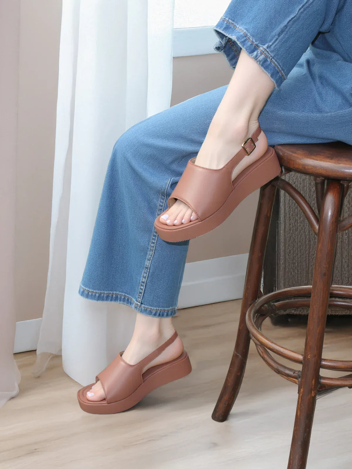 Classic Open-Toe Slingback Wedges