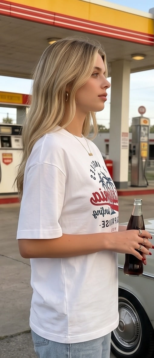 Oversized California Beach Paradise Graphic Printed T-Shirt