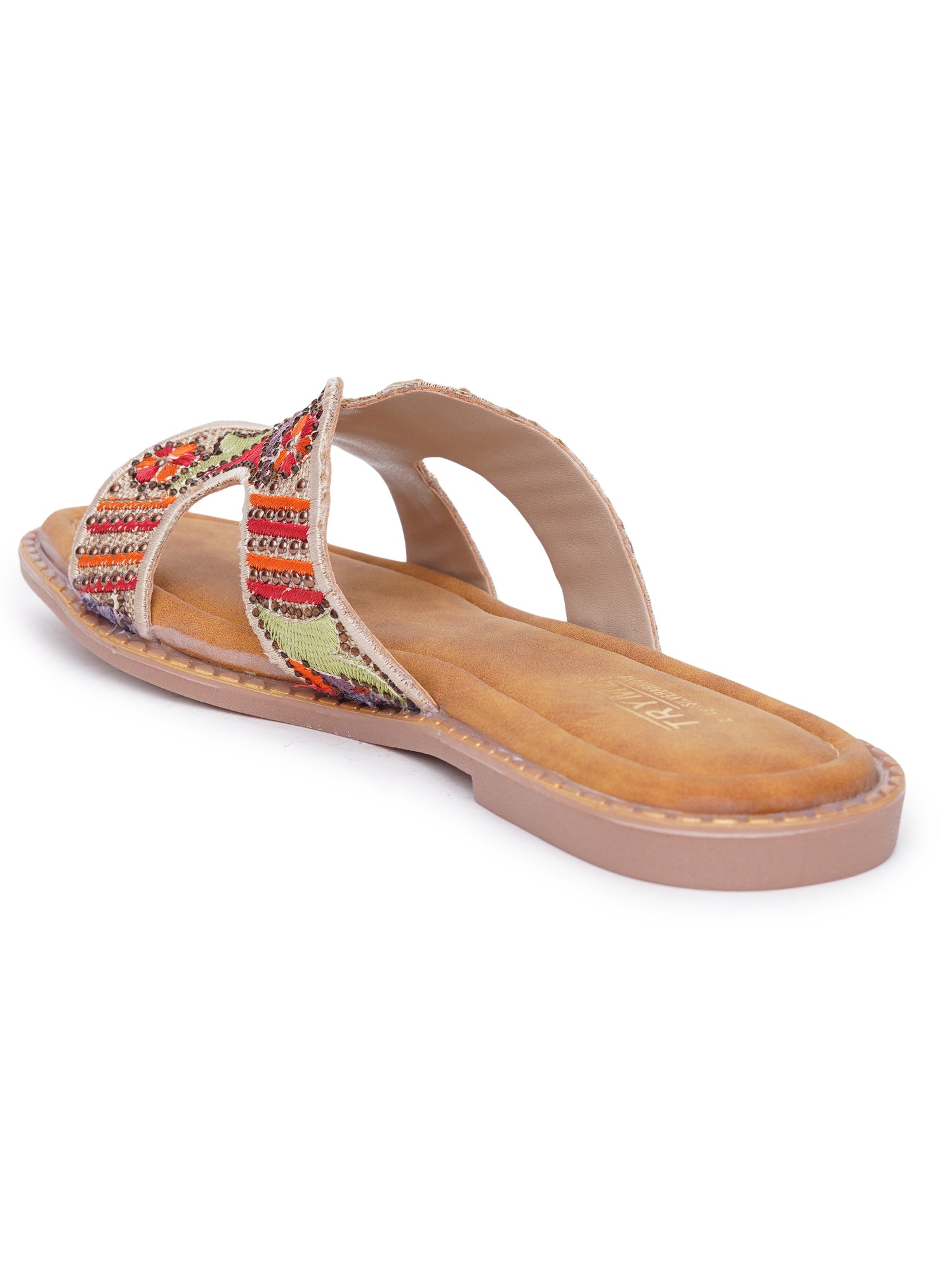 Folk Bloom thread Embroidered Flats