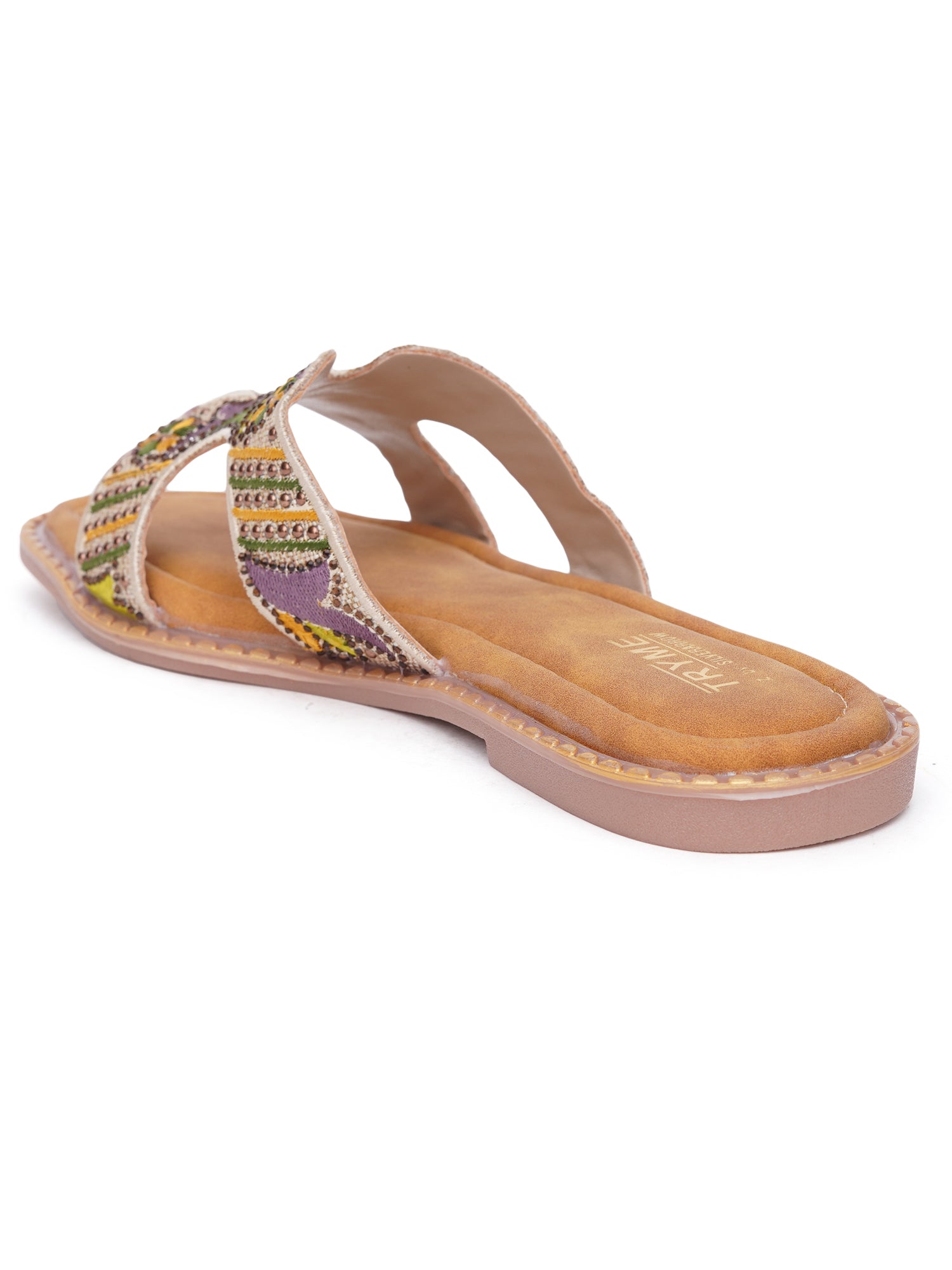 Folk Bloom thread Embroidered Flats