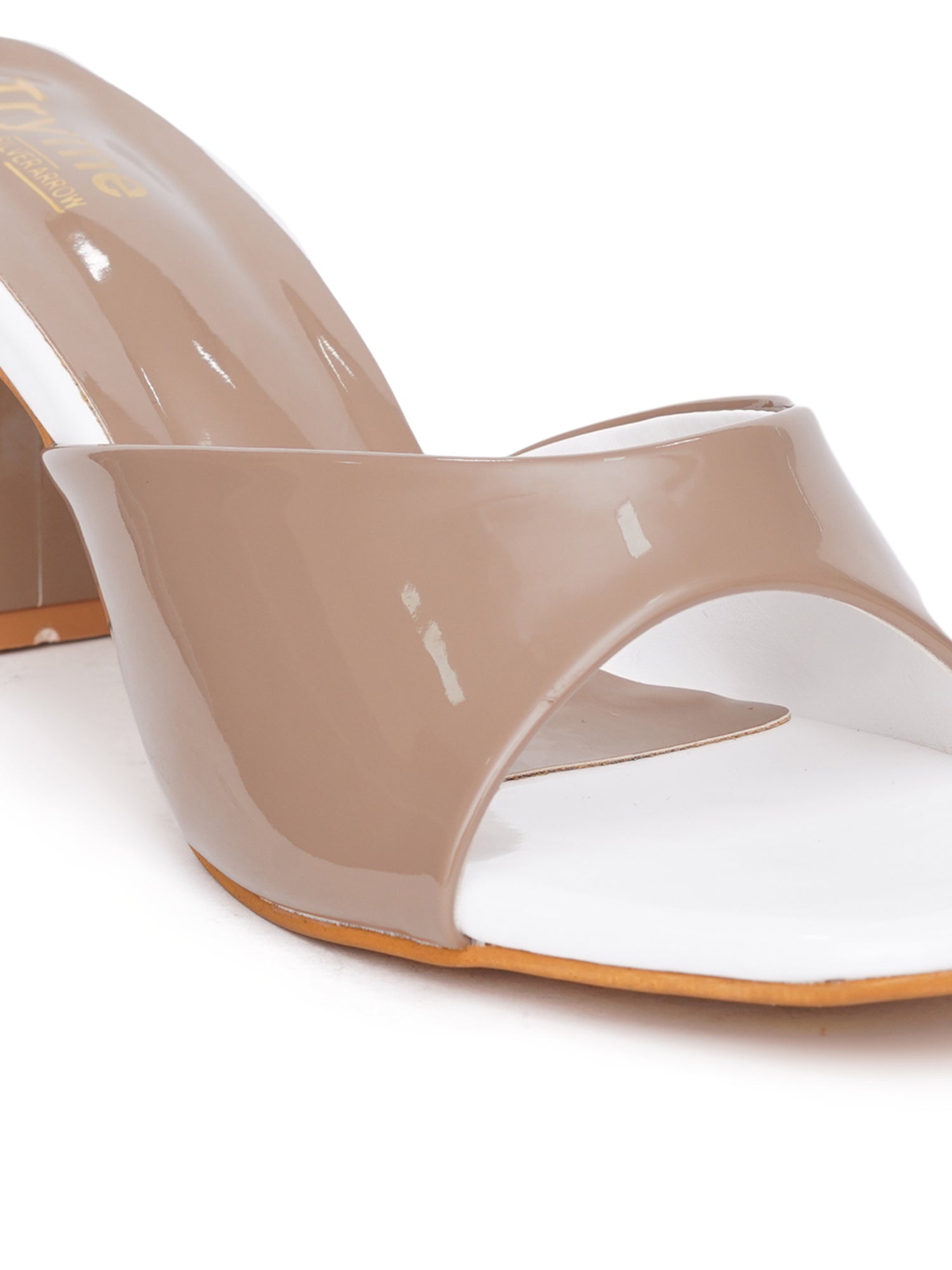 Glossy Glow Square Toe Block Heel Sandal