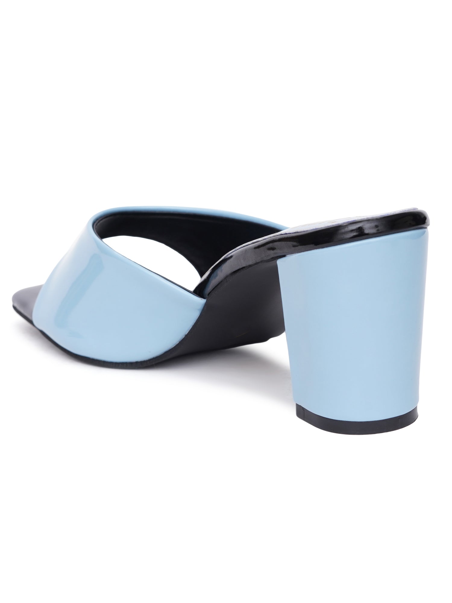 Glossy Glow Square Toe Block Heel Sandal