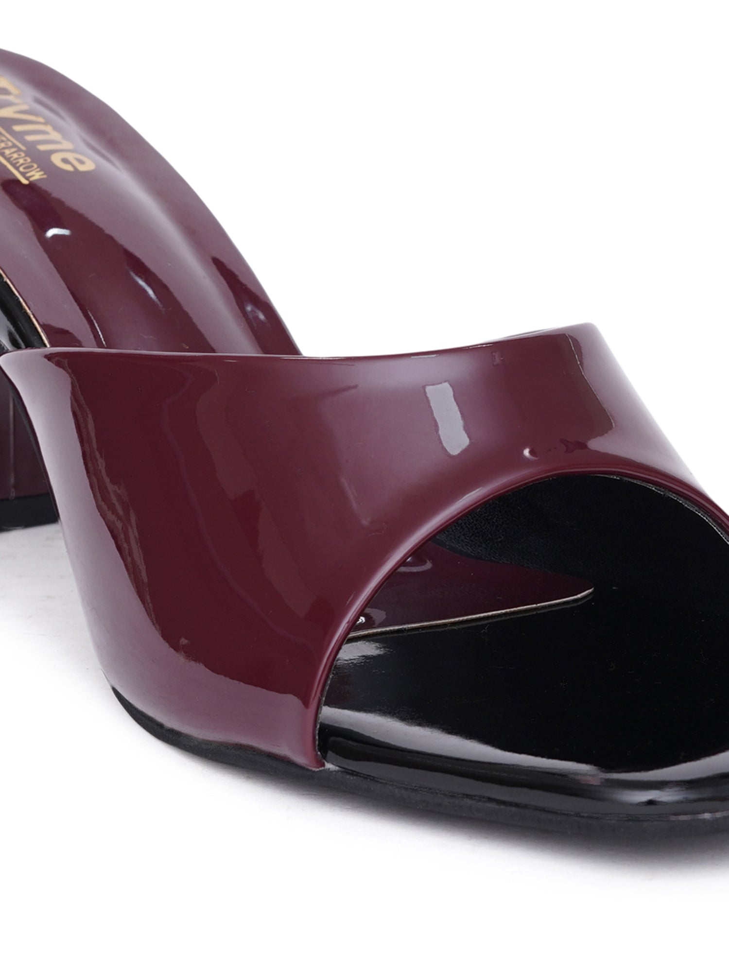Glossy Glow Square Toe Block Heel Sandal