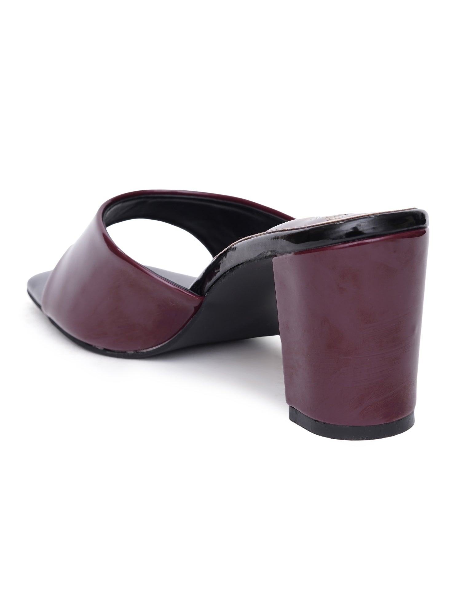 Glossy Glow Square Toe Block Heel Sandal