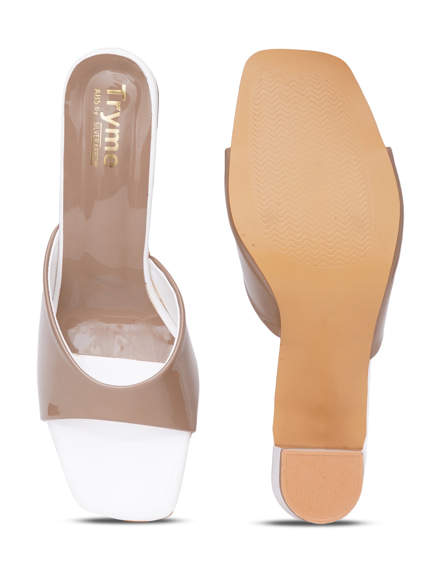 Glossy Glow Square Toe Block Heel Sandal