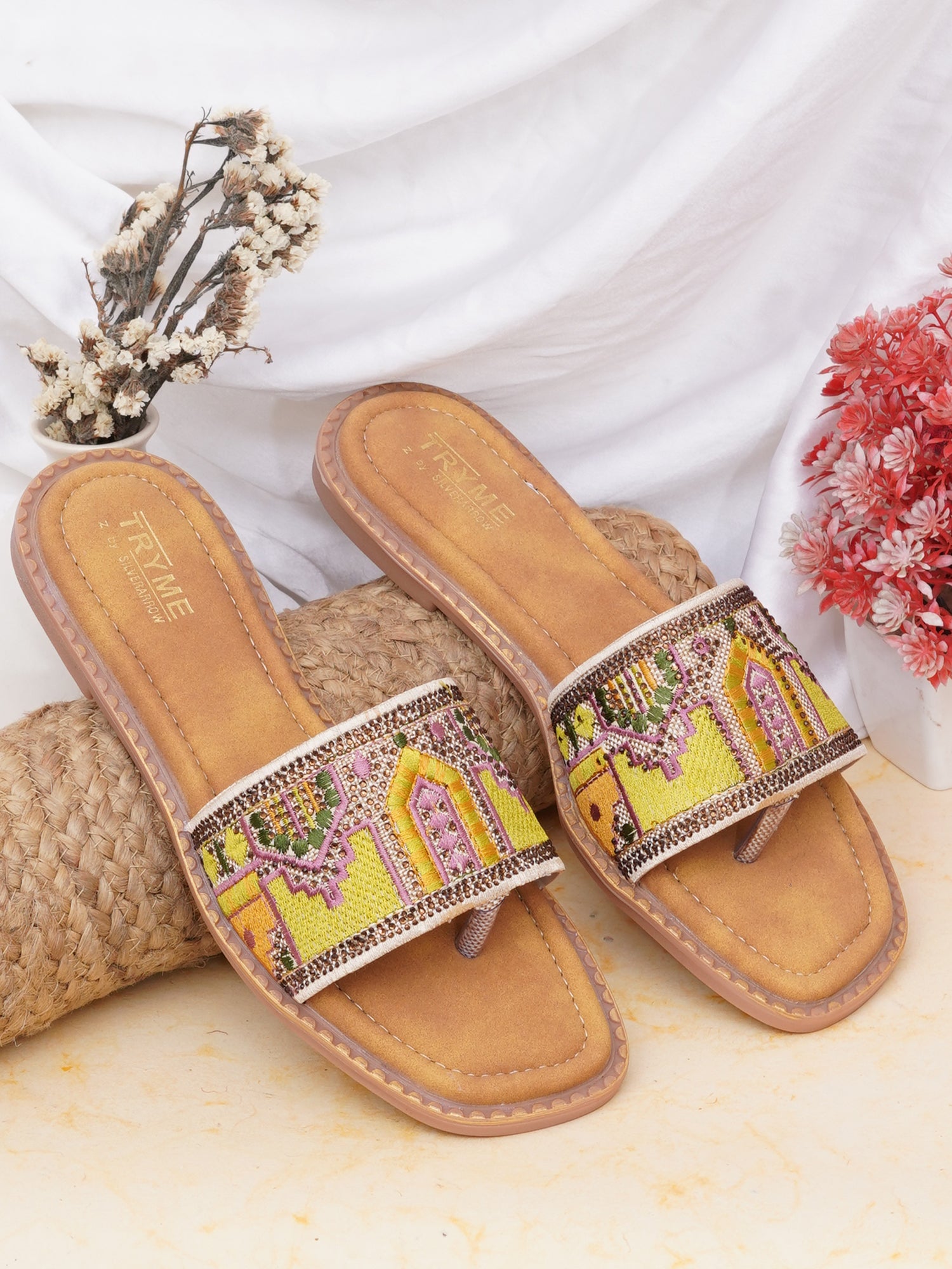 Boho Desi thread Embroidered Flats