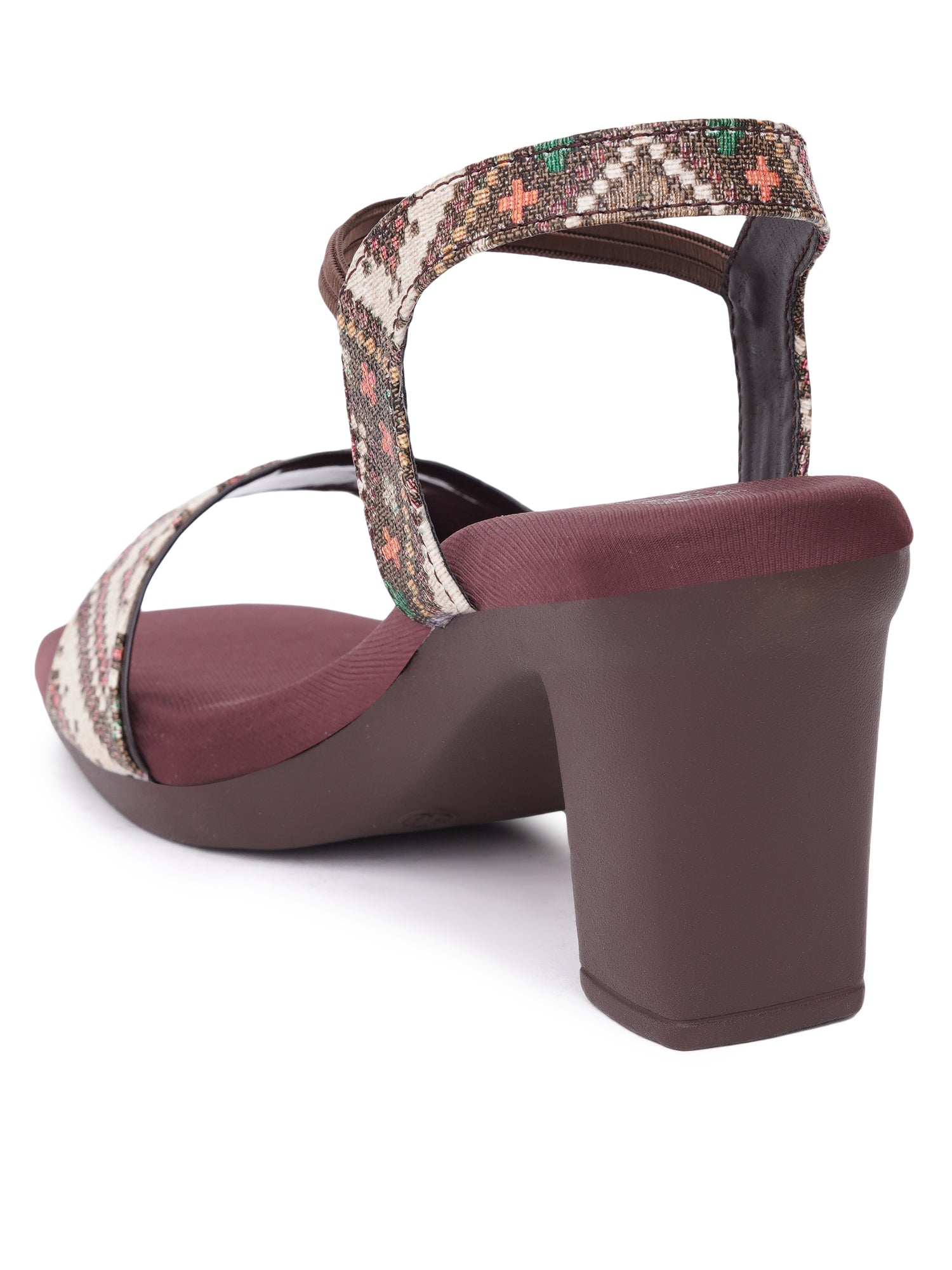 Boho Print Slingback Square Toe Block Heel Sandals