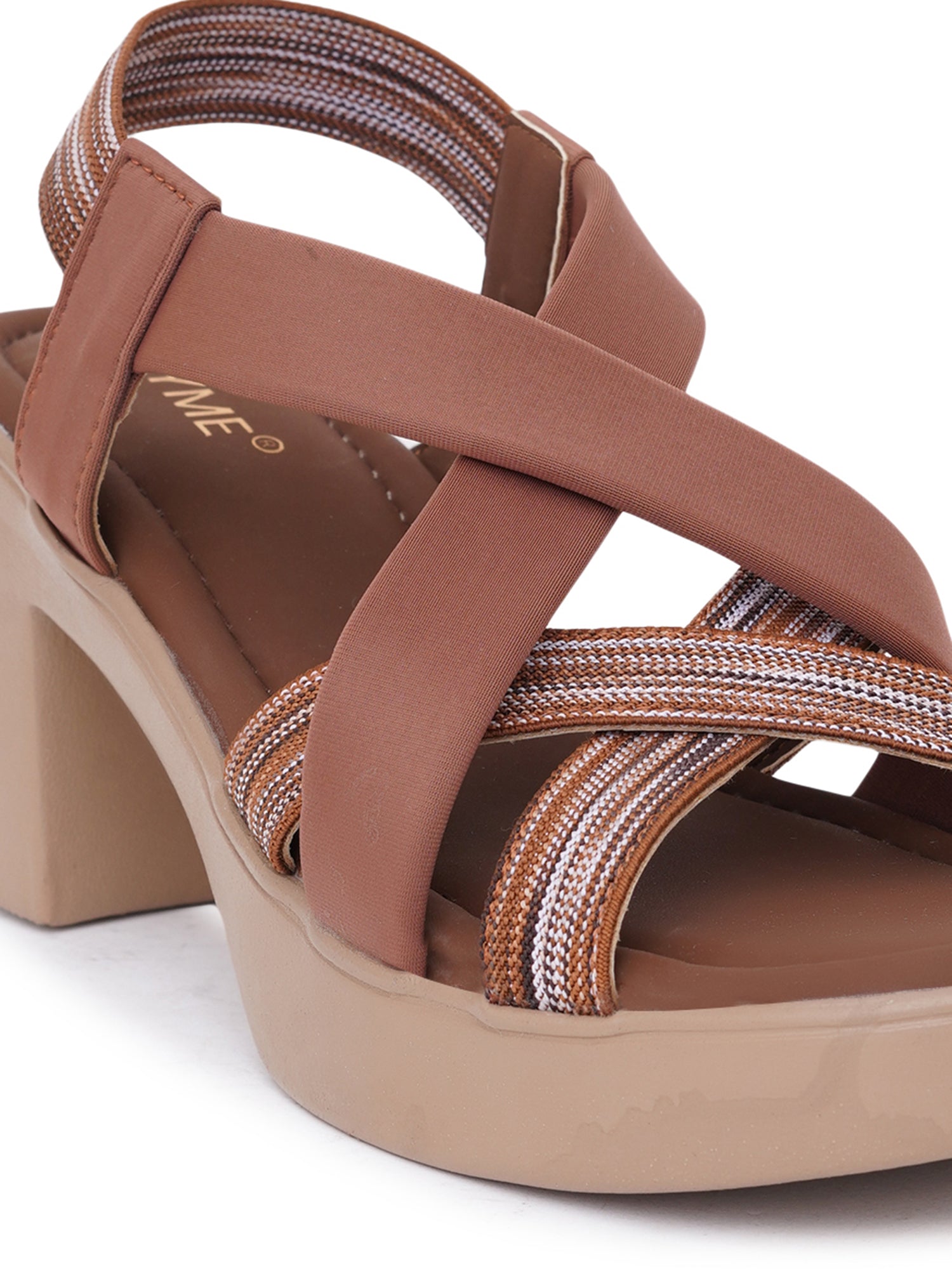 Cupid Criss-Cross Platform Block Heel Sandals