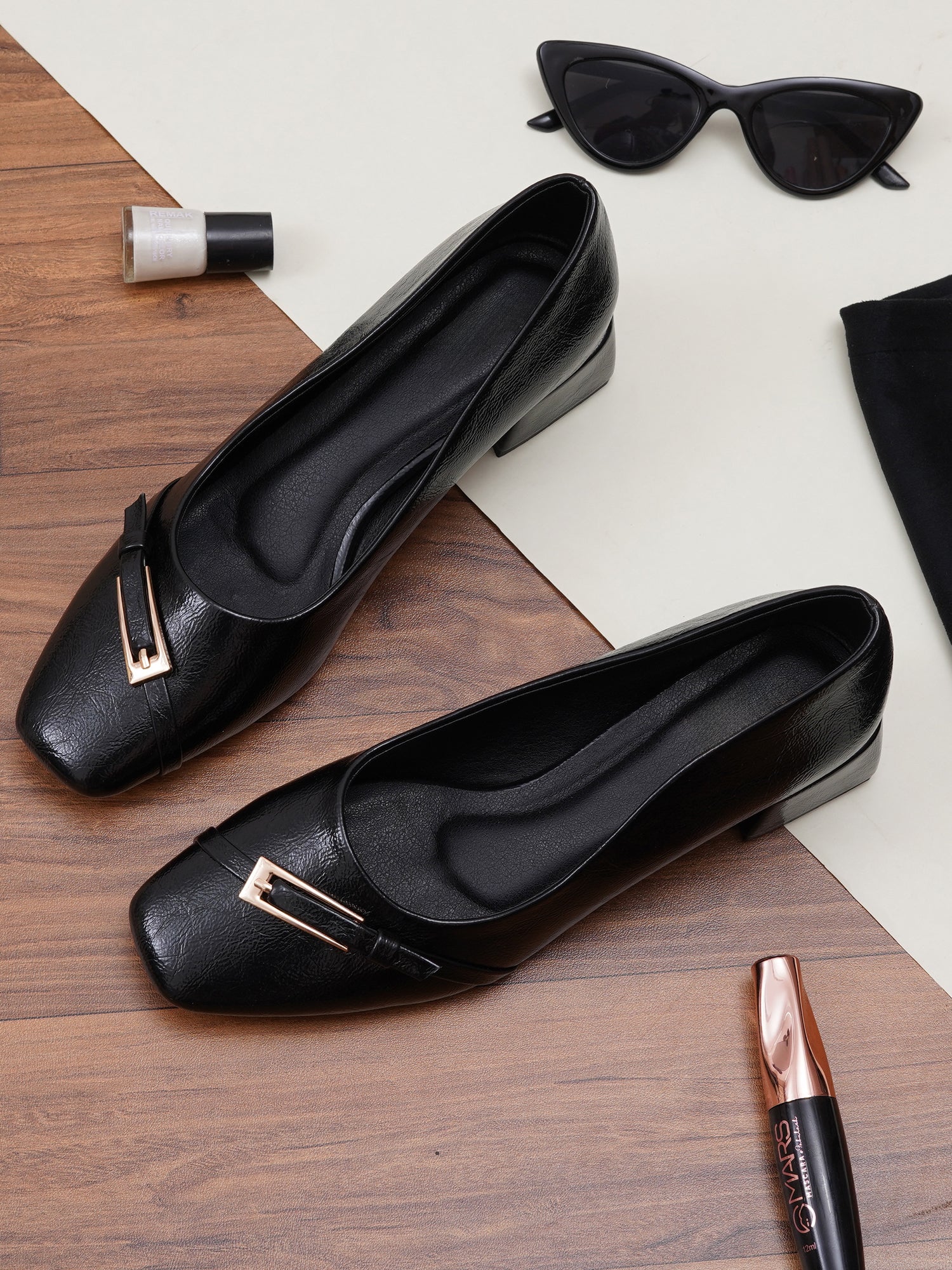Classy Square Toe Casual Pumps Block Heels