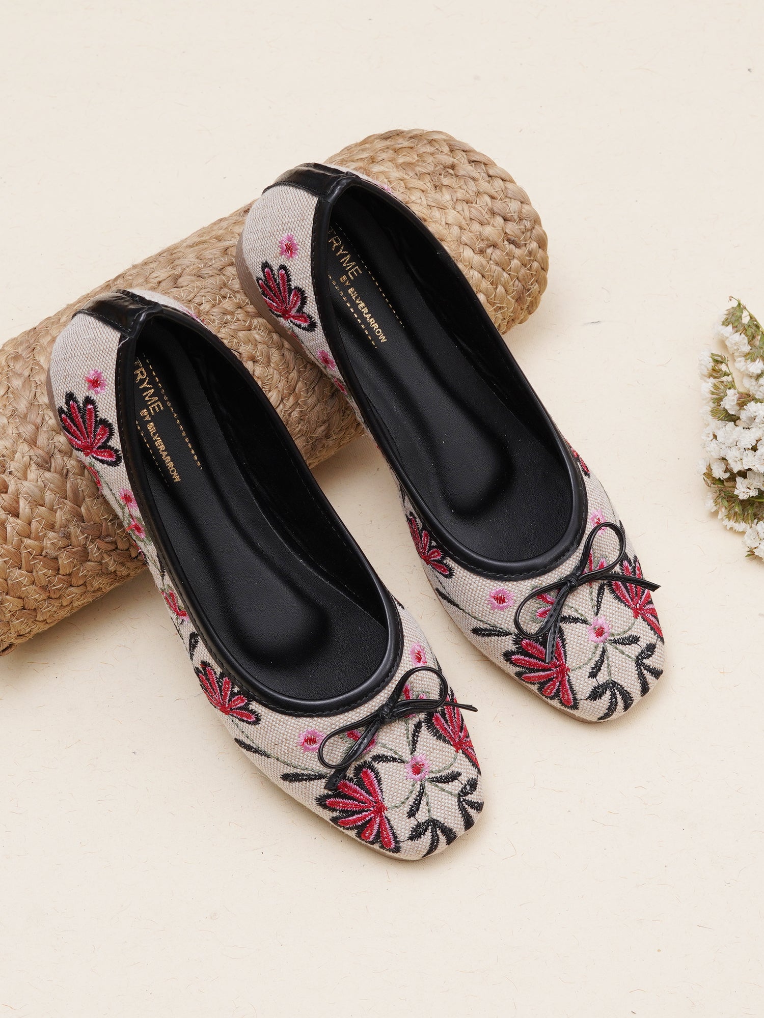 Aroma Floral Embroidered Ballet Flats