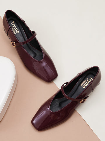 Patent Leather Mary Jane Block Heel Pumps