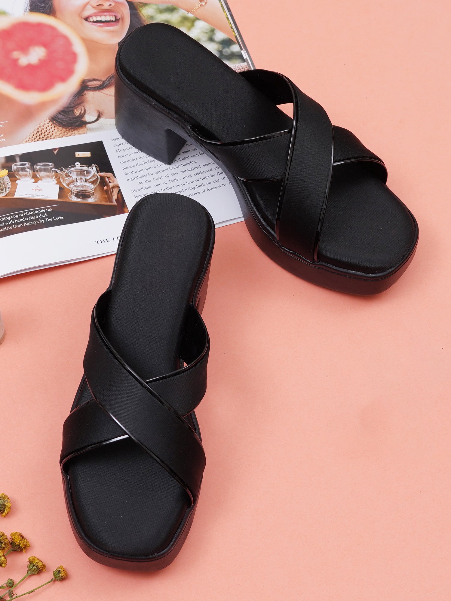 Stylish Cross-Strap Block Heel Sandals