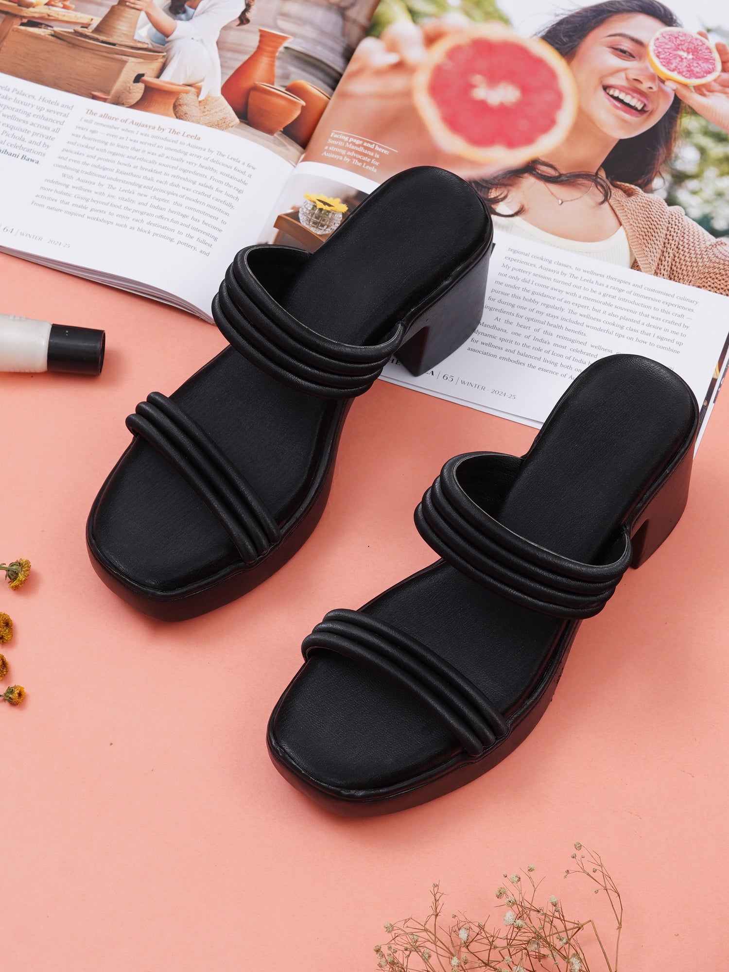 Trendy Padded Double-Strap Block Heel Sandals
