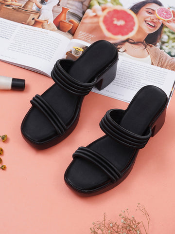 Trendy Padded Double-Strap Block Heel Sandals