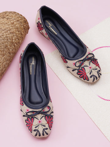 Aroma Floral Embroidered Ballet Flats