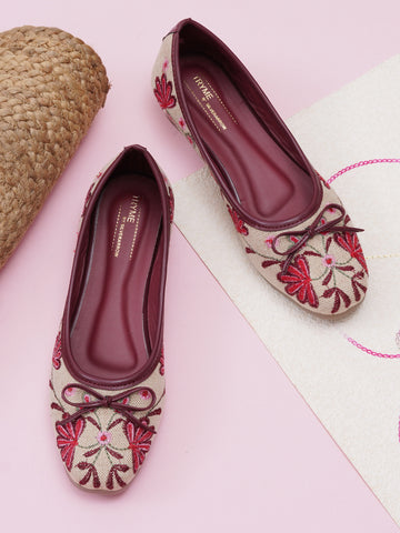 Aroma Floral Embroidered Ballet Flats