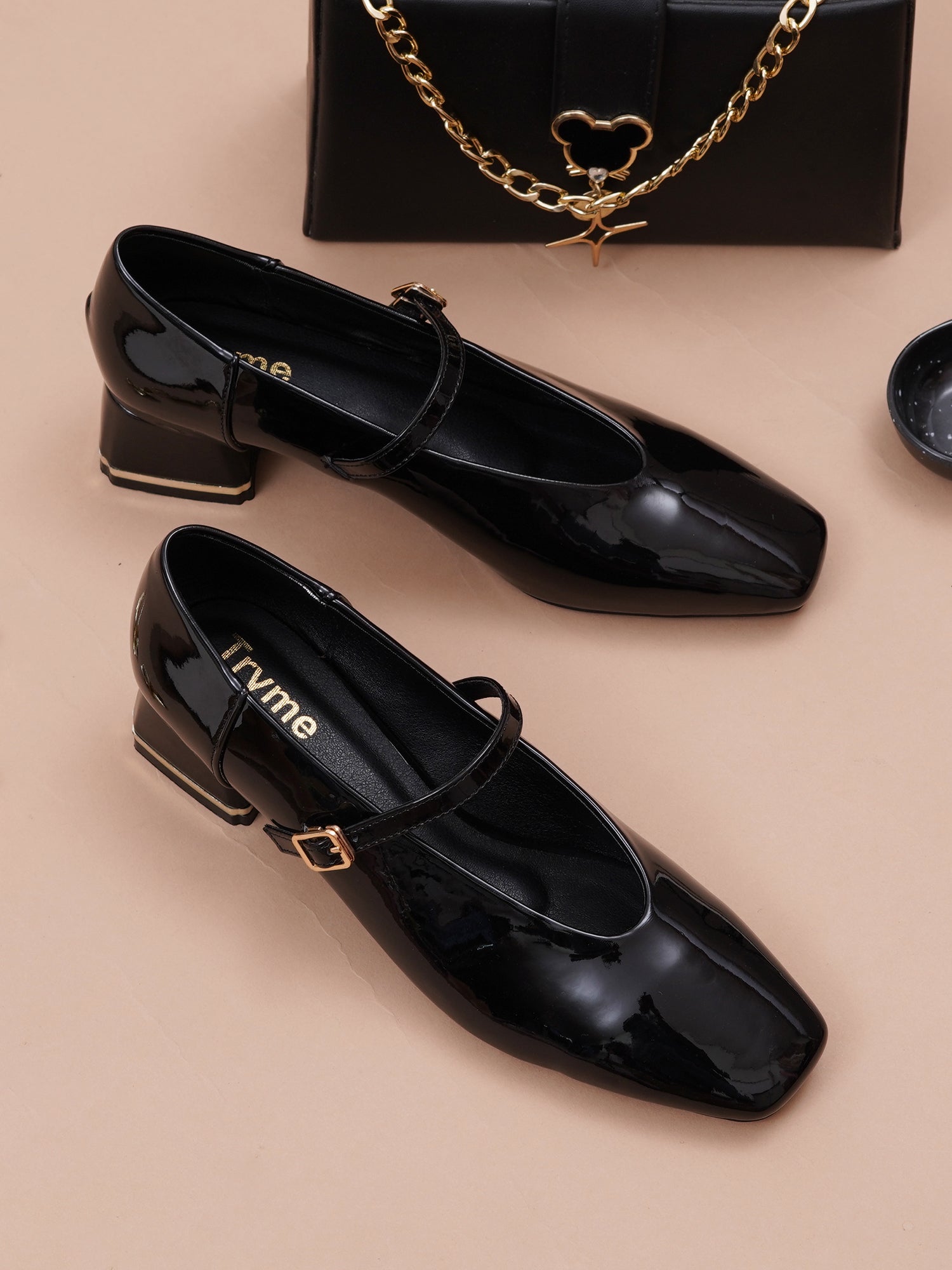 Patent Leather Mary Jane Block Heel Pumps
