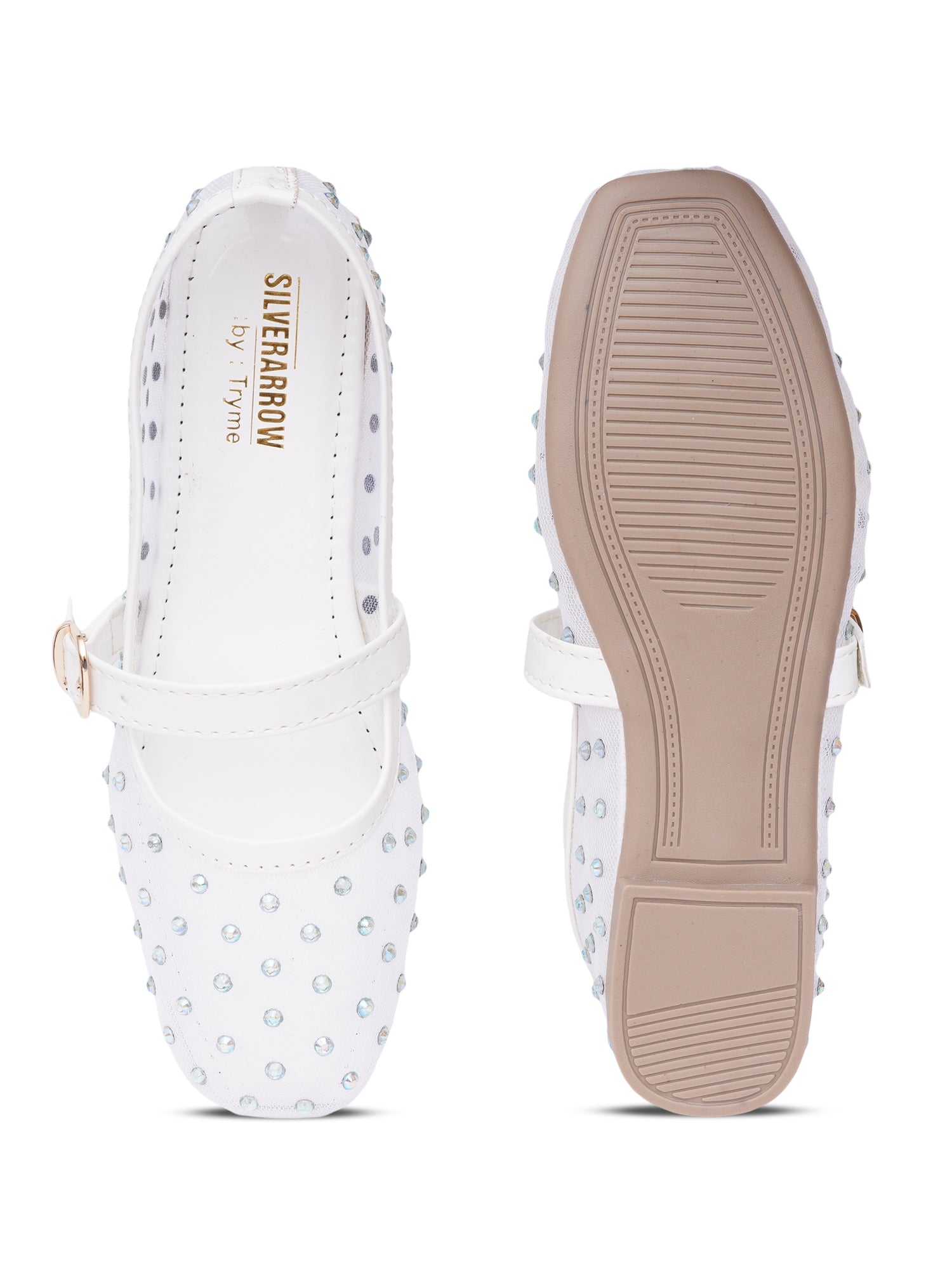 Verstyle Embellished Mary Jane Ballet Flats