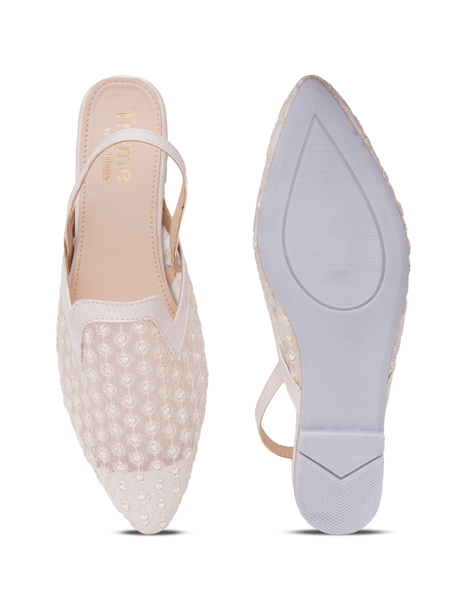 Embellished Pointed Toe Slingback Mules
