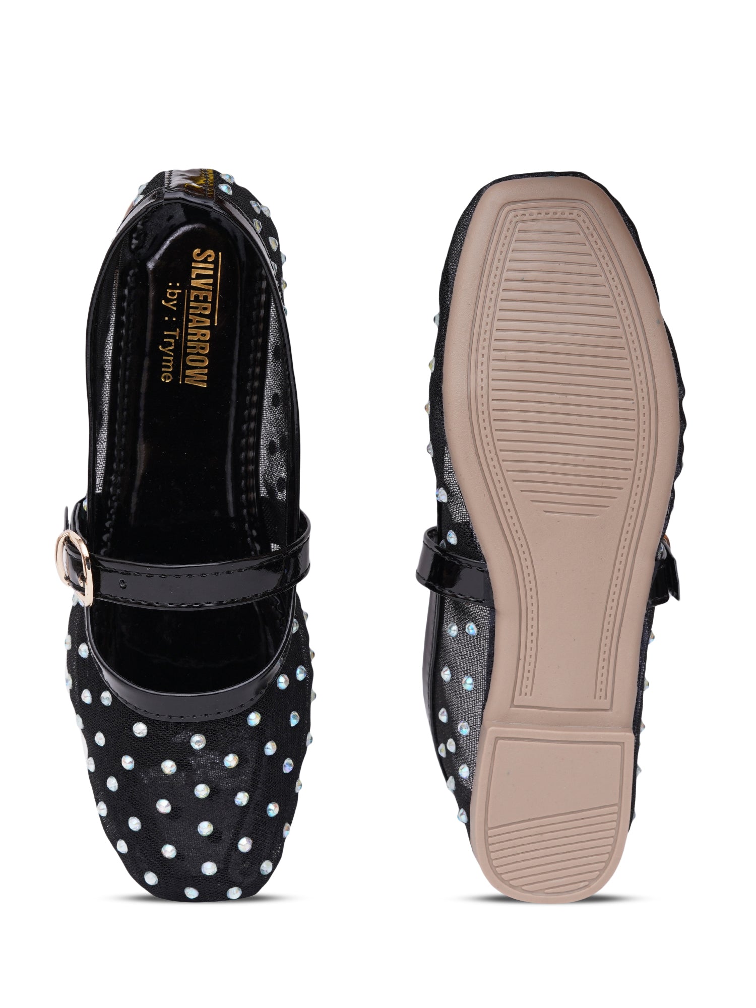 Verstyle Embellished Mary Jane Ballet Flats