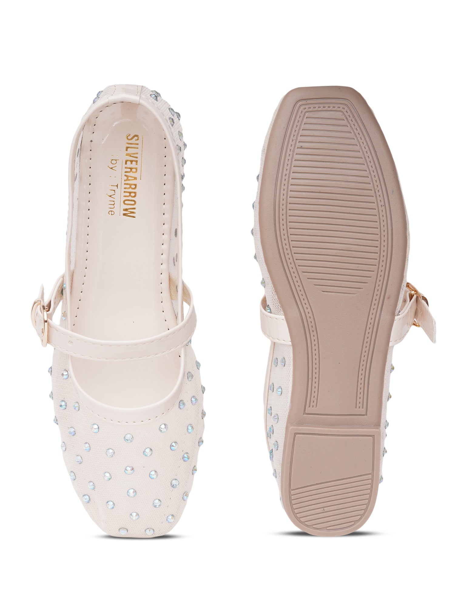 Verstyle Embellished Mary Jane Ballet Flats