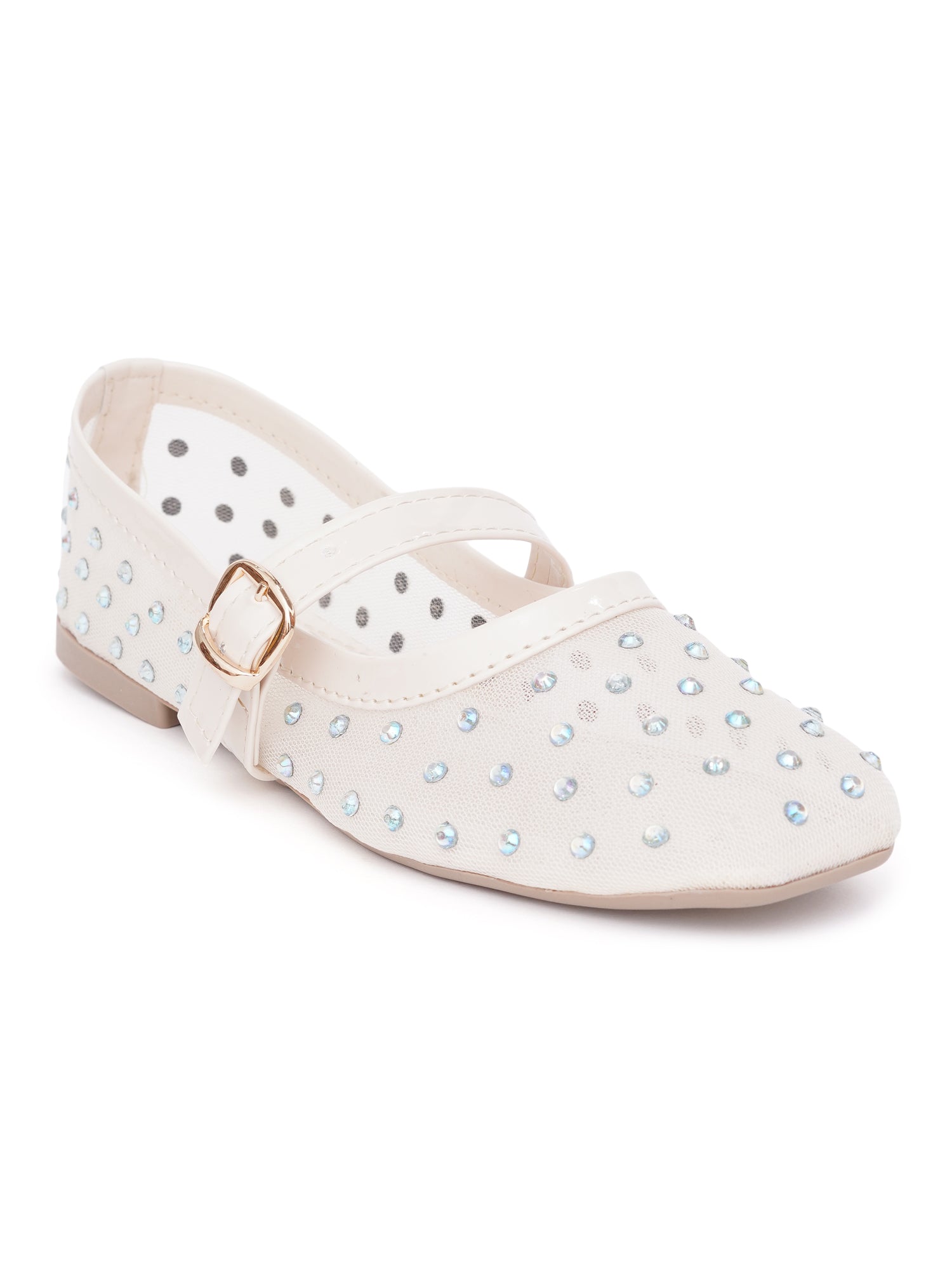 Verstyle Embellished Mary Jane Ballet Flats