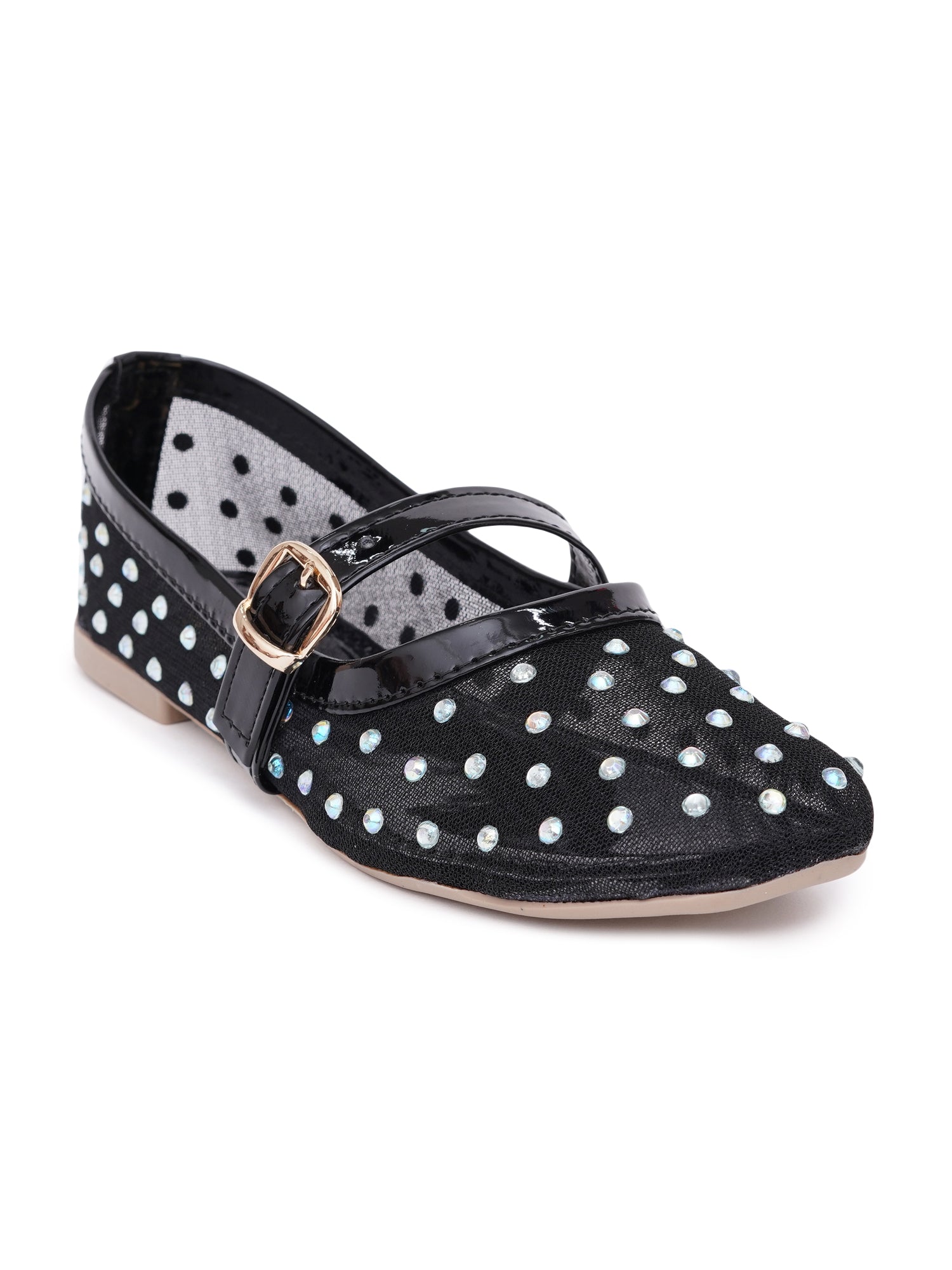 Verstyle Embellished Mary Jane Ballet Flats