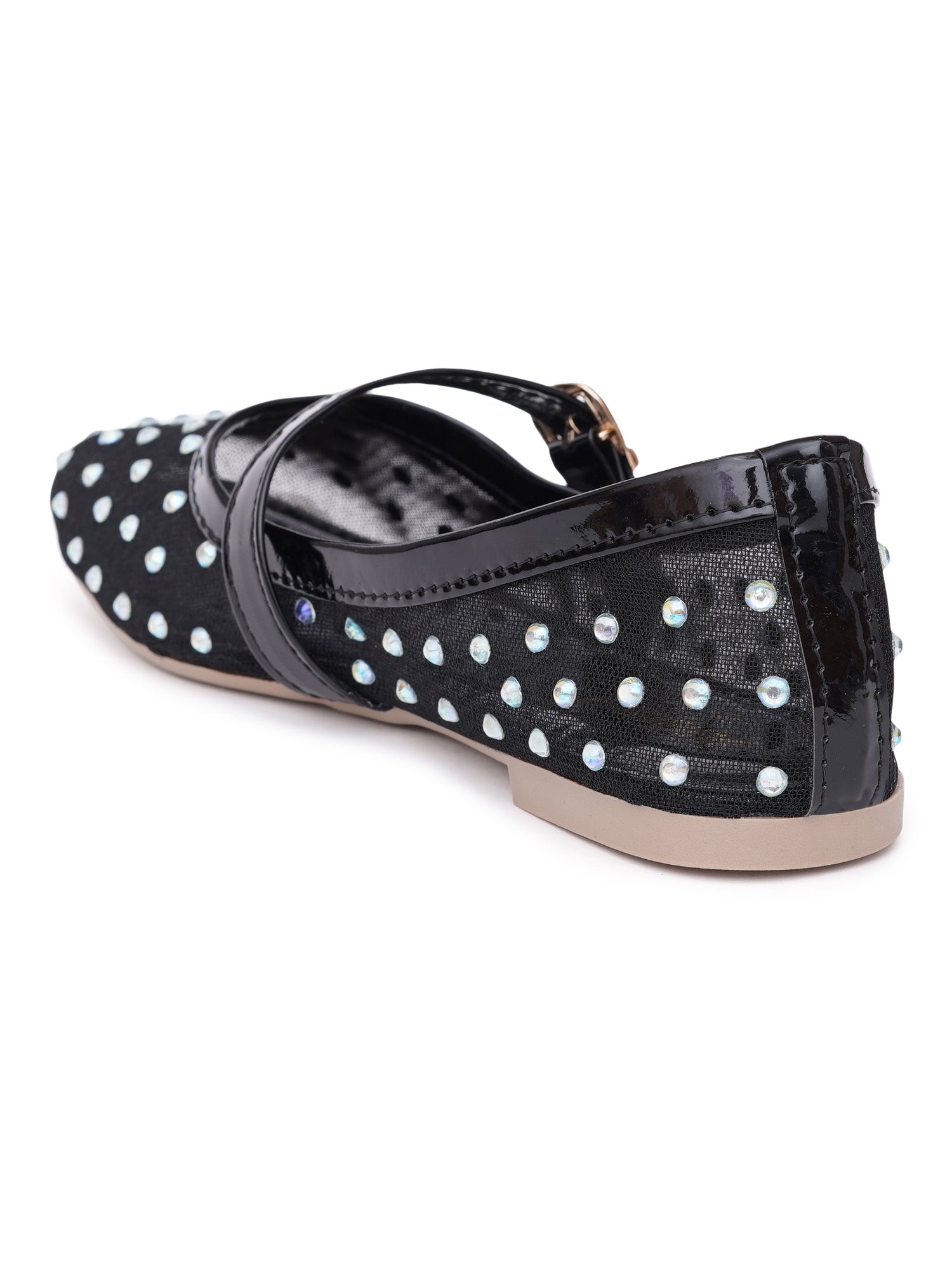 Verstyle Embellished Mary Jane Ballet Flats
