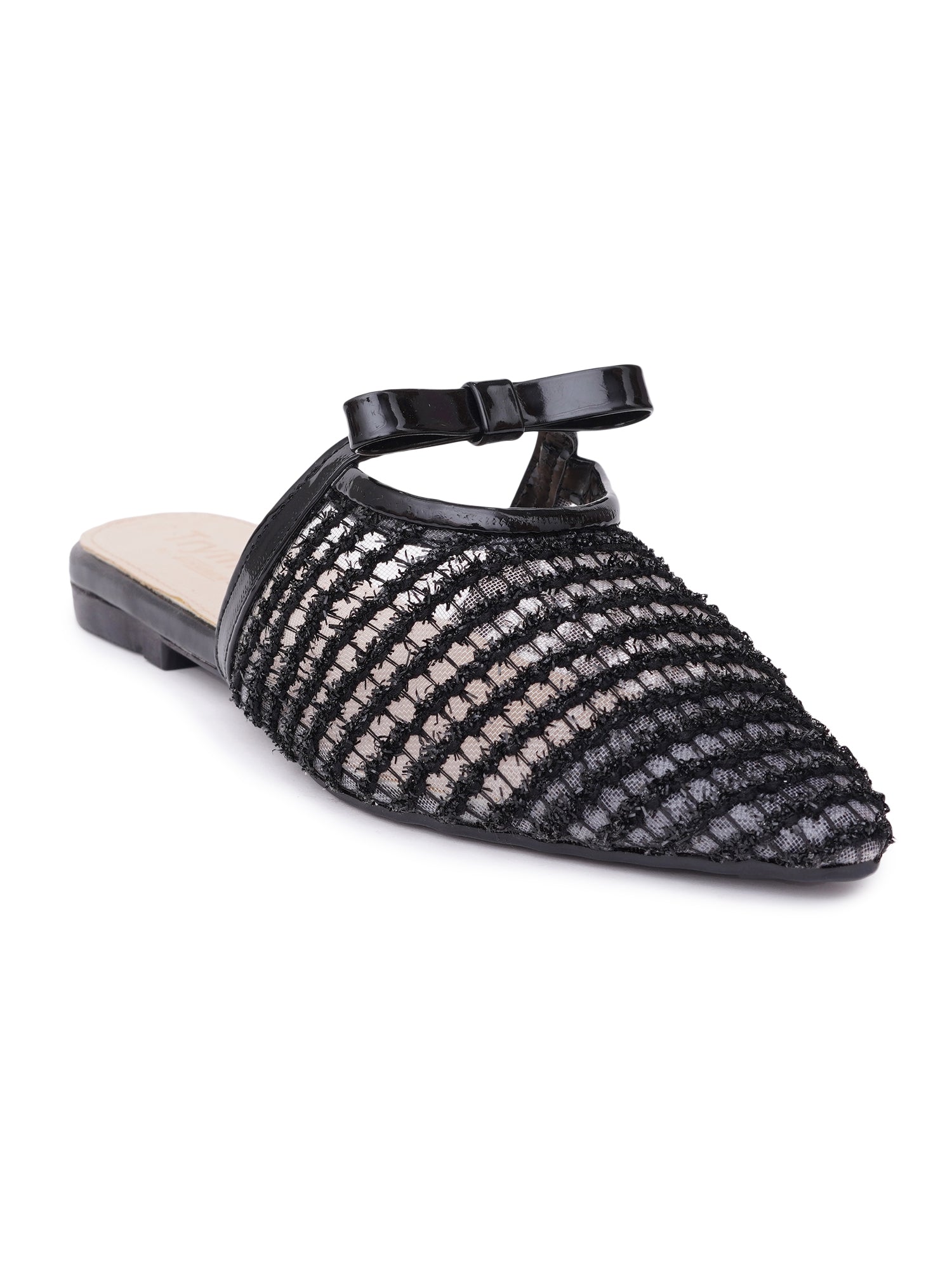 Casual Textured Pointed Toe Mule