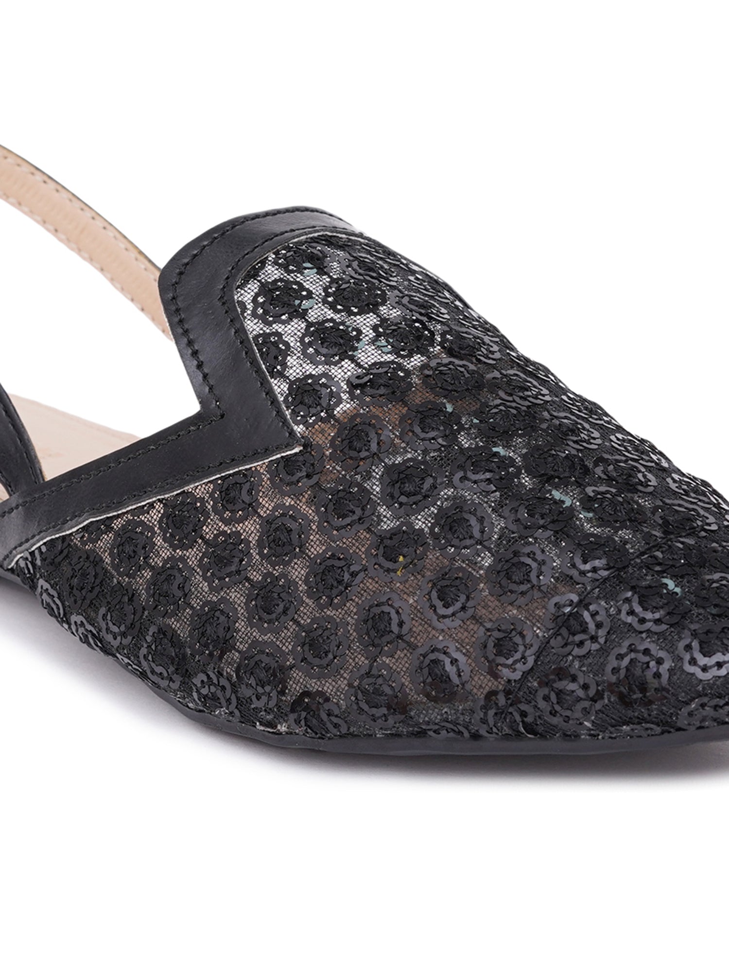 Embellished Pointed Toe Slingback Mules