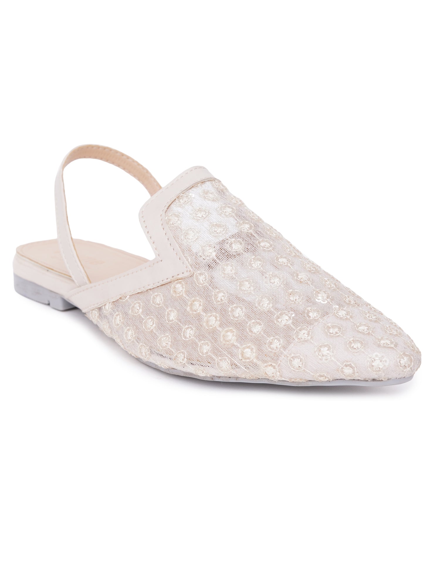 Embellished Pointed Toe Slingback Mules