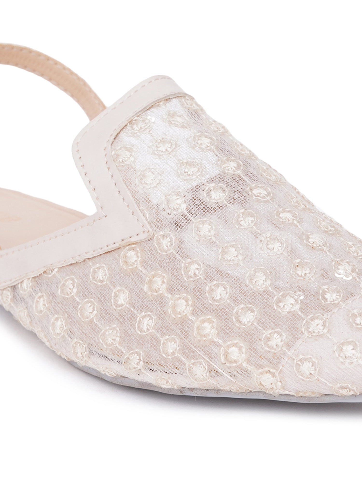 Embellished Pointed Toe Slingback Mules