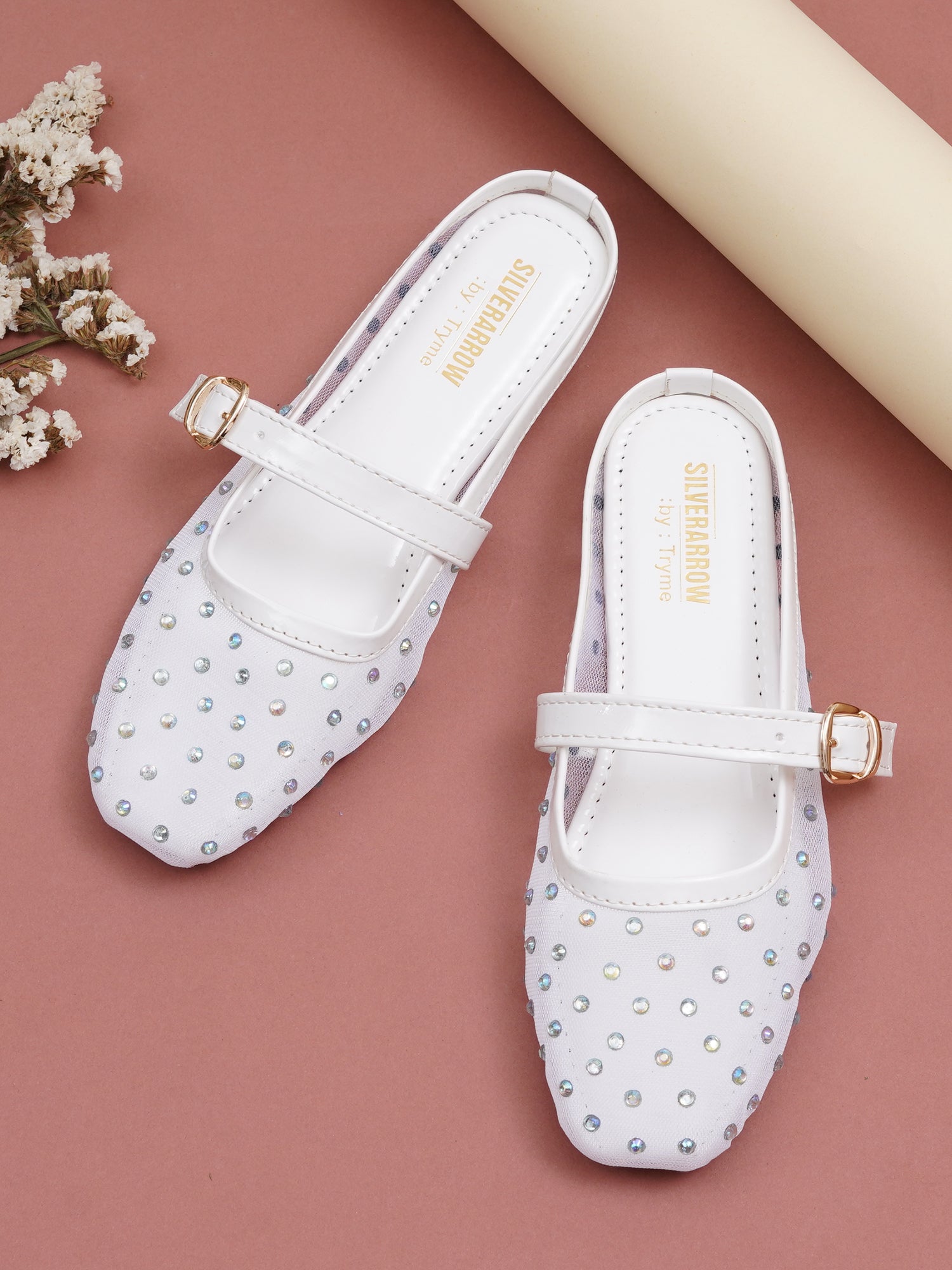 Embellished Square Toe Mary Jane Mule