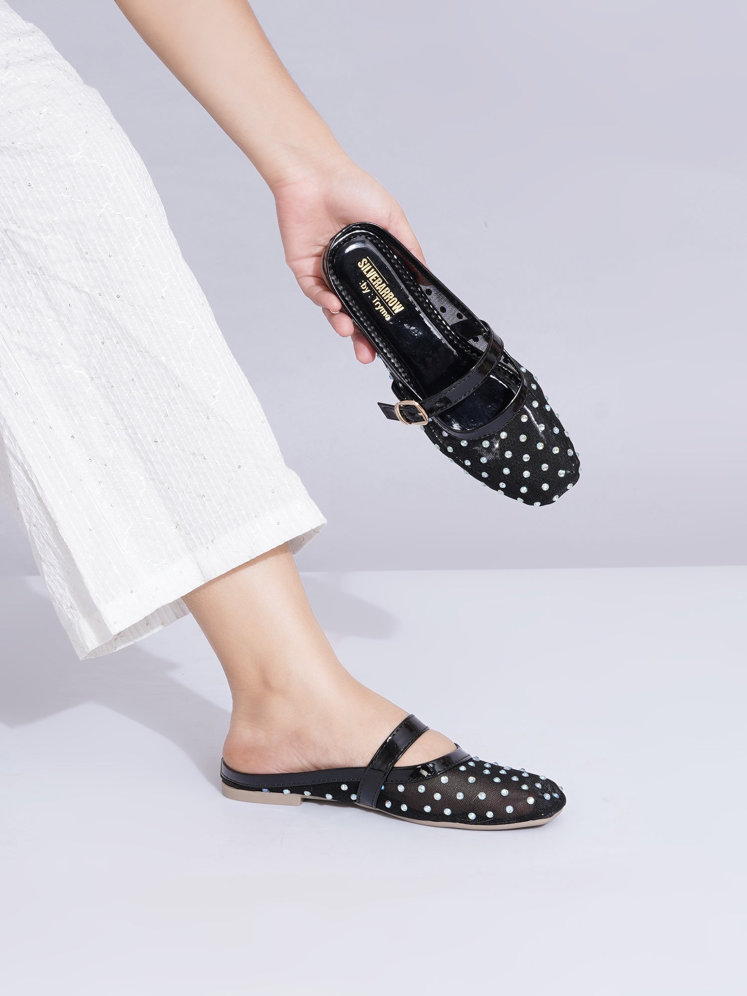 Embellished Square Toe Mary Jane Mule