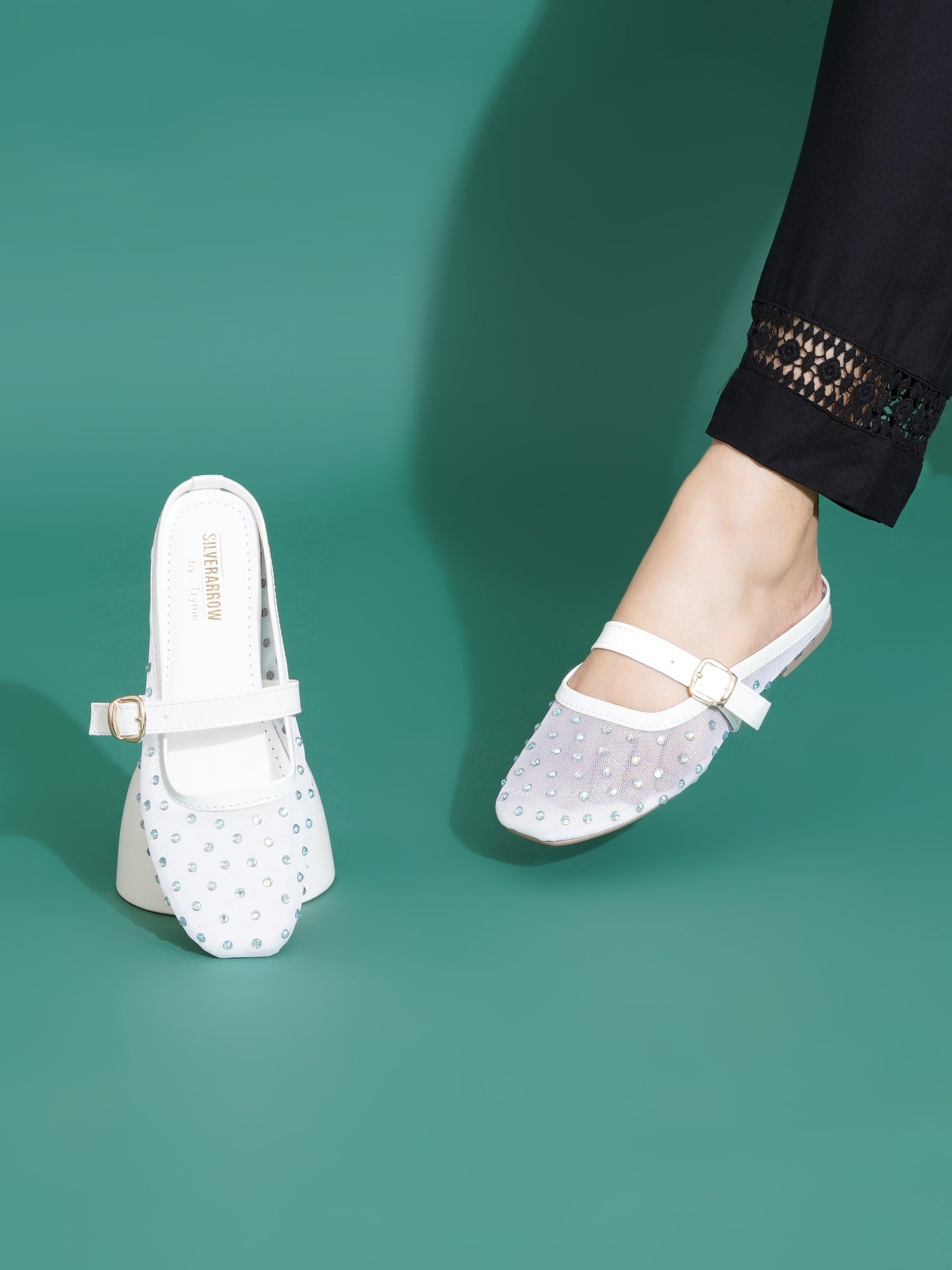 Embellished Square Toe Mary Jane Mule