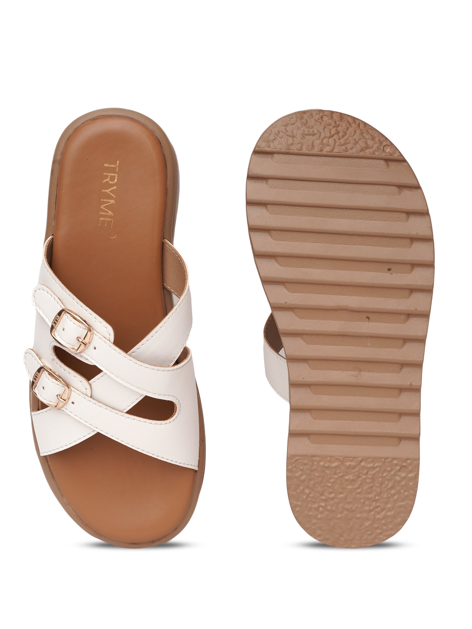 Elegent Double Buckle Comfort Platform Slides