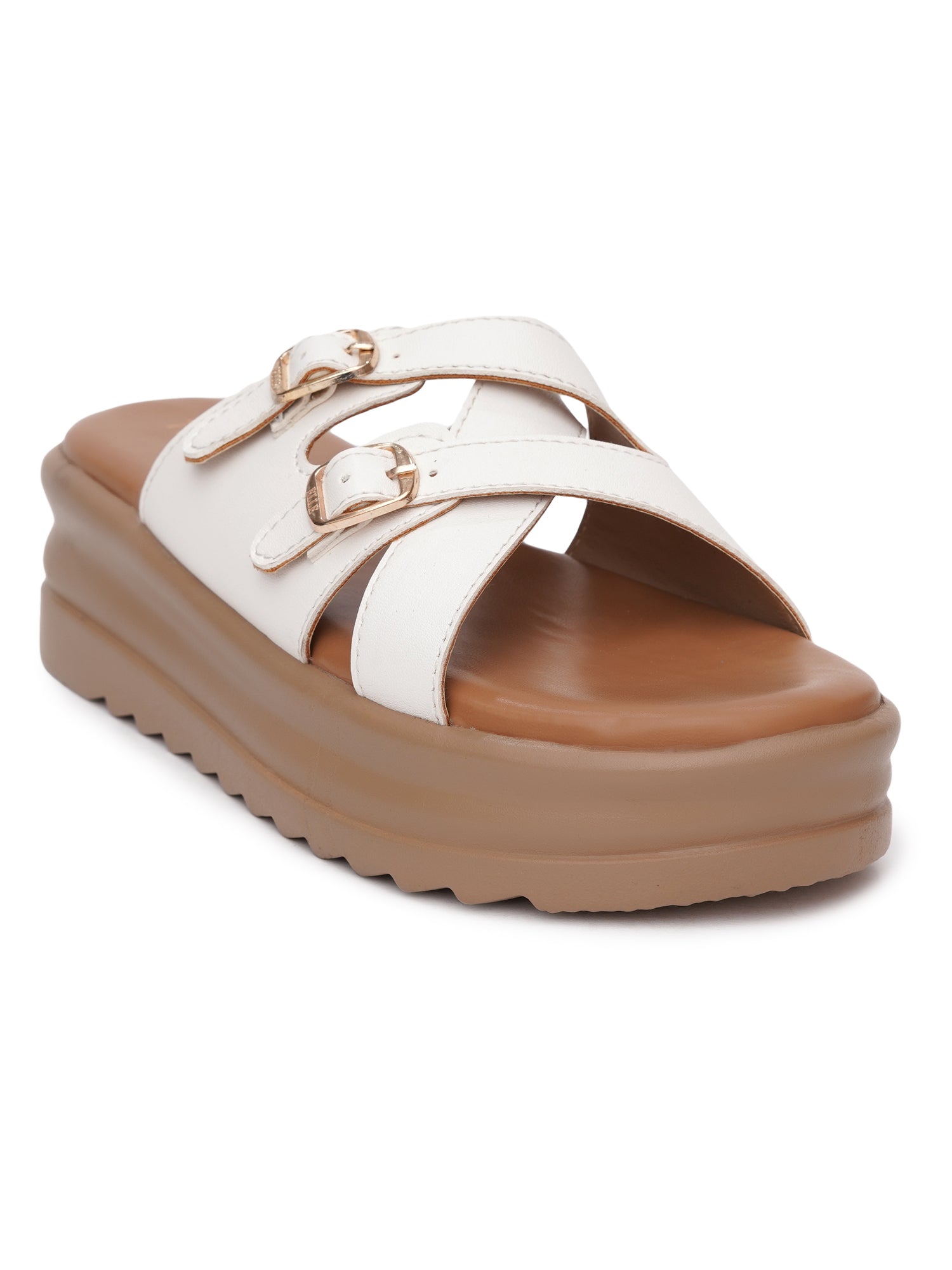 Elegent Double Buckle Comfort Platform Slides