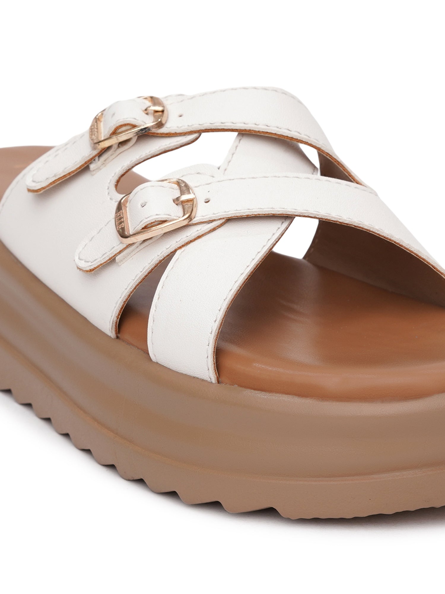 Elegent Double Buckle Comfort Platform Slides