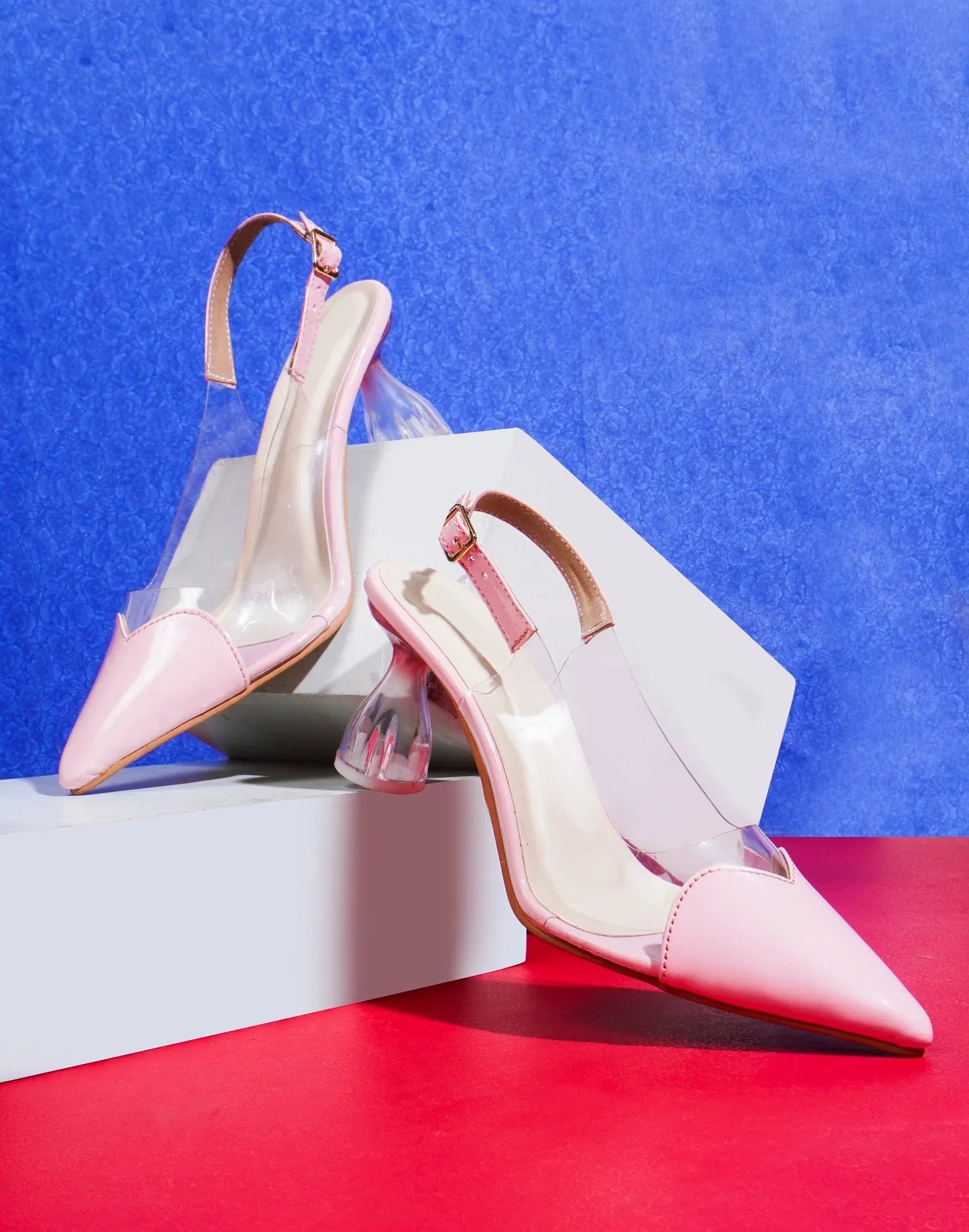 Modern Glass Finish Slingback Heels