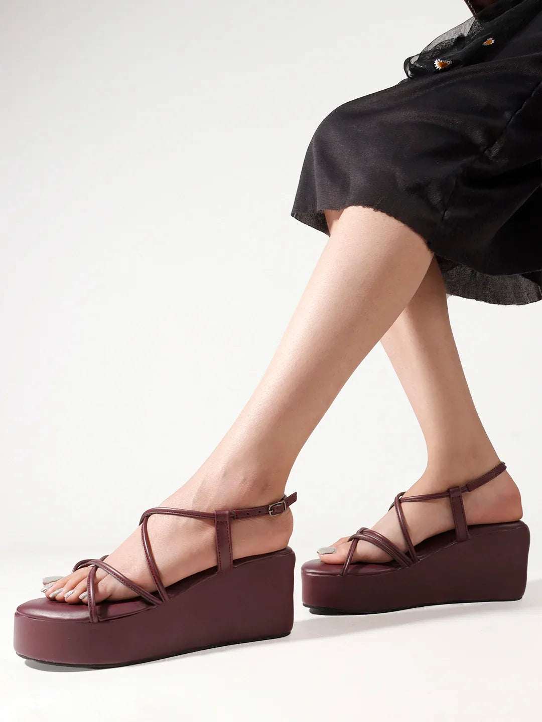 Trendy Open-Toe Strappy Wedges Heel Sandals