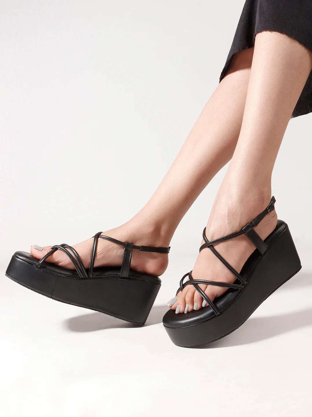 Trendy Open-Toe Strappy Wedges Heel Sandals