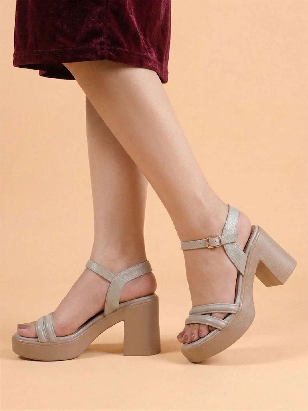 Stylish Multi-Strap Ankle Block Heels