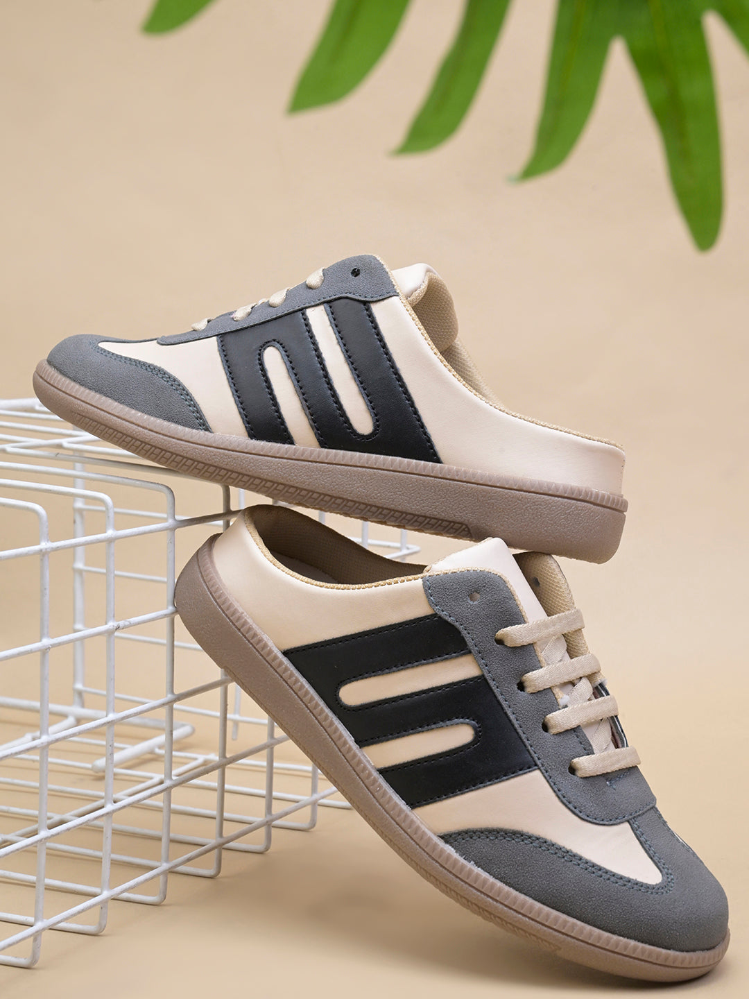 Retro Lace-Up Casual Mule Style Sneakers with Lace-up