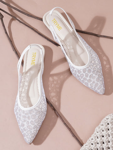 Glitter Embellished Pointed Toe Slingback Mules