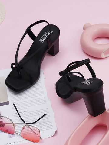 Minimalist Slingback Block Heel Sandals