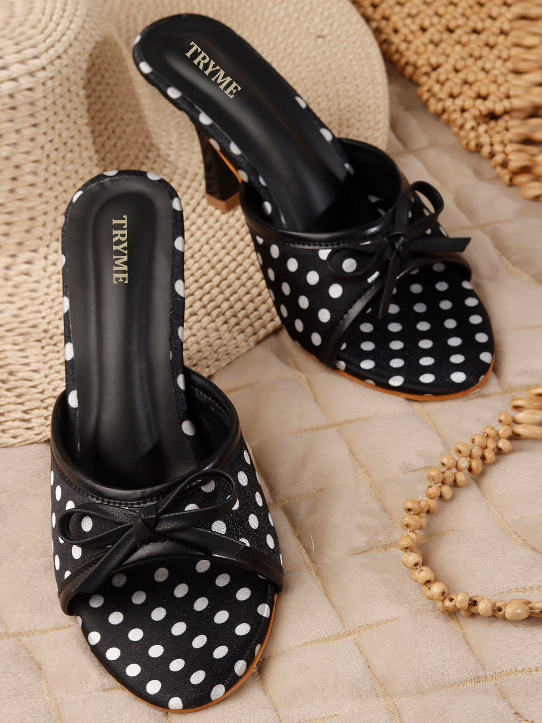 Polka Dot Bow Kitten Heels